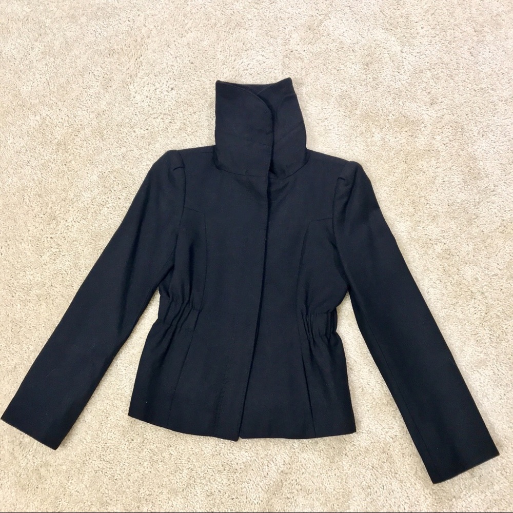 Zara Funnel Neck Wool Blend Blazer Style Coat